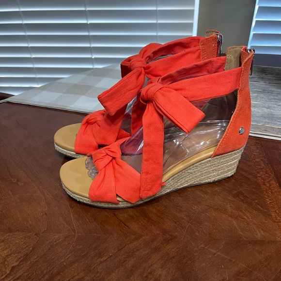 Ugg Yarrow  Canvas Espadrille Wedge Sandals Shoes - Picture 2 of 10